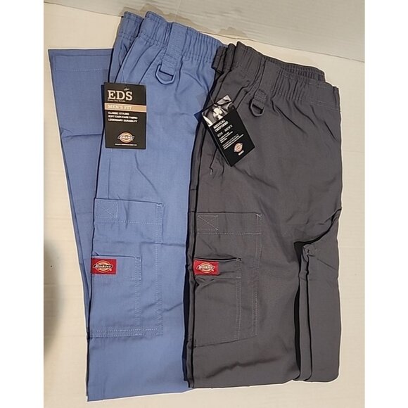 2 pairs sz M DICKIES EDS Signature Mens zip Fly Pull-On cargo Scrubs Pants gray - Picture 1 of 7